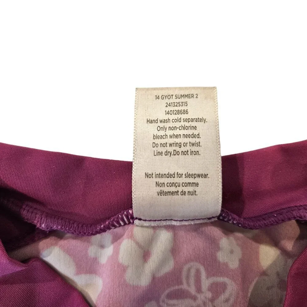 Gymboree Girls Size 7 Magenta Floral Swim Rash Guard Short Sleeve Sun Top